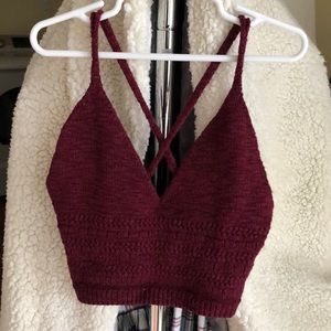 Maroon Knit Crop Top